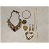 Image 1 : 10" Necklace Gold w/Purple Diamonds and Crystals/ Pearl Strand Sarah Coventry Set