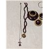 Image 7 : 9" Goldstone Chain w/ 1 1/2 Amethyst Angel w/ Gold Orbs Garnets, and necklace