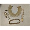 Image 1 : Beaded Bib Gold Neckpiece, Gold Brooch, Earrings, and etc.
