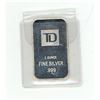 Image 1 : TD 1 Ounce Fine Silver .999 Bar.