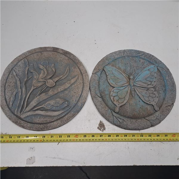 2 steping stones, flowers and butterflys