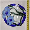 Image 1 : Large blue floral stained glass