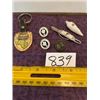 Image 1 : assorted pins, tie clip, shell