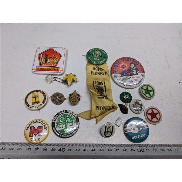 Assorted Pin Backs & Badges