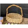 Image 4 : Braided wooden Basket w/ (4) Ice Cream Designed Bowls and spoons