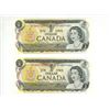 Image 1 : Lot of 2 1973 $1 notes with Consecutive Serial Numbers. Lawson-Bouey signatures. AFH Prefix. Uncircu