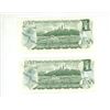 Image 2 : Lot of 2 1973 $1 notes with Consecutive Serial Numbers. Lawson-Bouey signatures. AFH Prefix. Uncircu