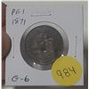 Image 1 : Prince Edward Island. 1871 Cent. The only coin issued by the colony before it joined Canada. G-6. Be