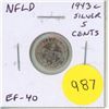Image 1 : Newfoundland. 1943c Silver 5 Cents. EF-40.