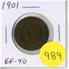 Image 1 : 1901 Canadian Large Cent. The last issue for Queen Victoria. EF-40.