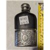 Image 3 : Antique Hip Flask w/ Engrave Silver Plate and Leather Cover (Good Condition)