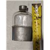 Image 2 : Vintage Italia Marchio Nazionale Metal and Glass Flask w/small Silver Borg