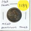 Image 1 : 1968 Silver 25 Cents. MS-63. Beautifully Toned.