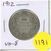 Image 1 : 1912 Canadian Silver 50 Cents. Key Date. Mintage of 285,867. VG-8.