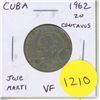 Image 1 : Cuba. 1962 20 Centavos. Jose Marti. VF.