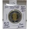 Image 1 : 2011 92.5% silver two dollars with gold plate inner core