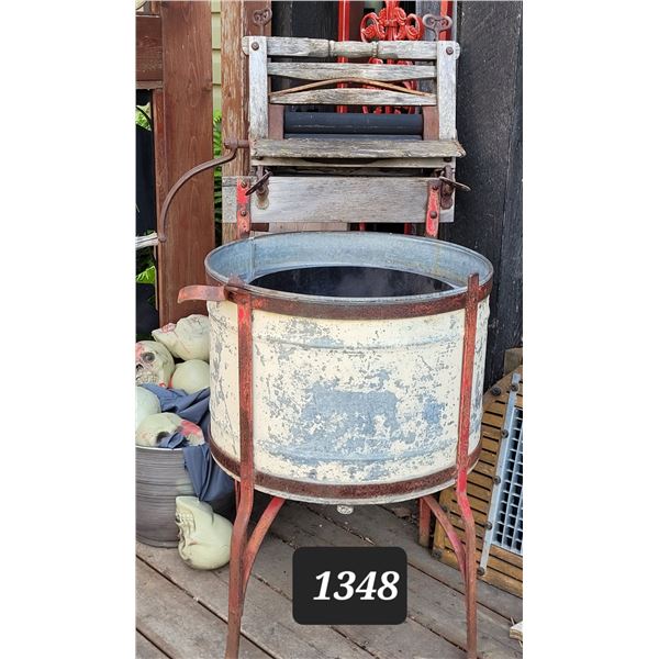 Vintage wringer wash tub. Planter.