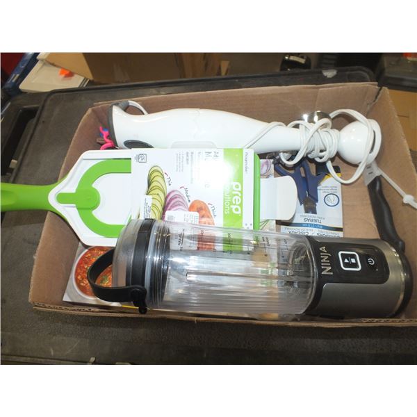 Box Of Assorted Cooking Wares & Cutlery