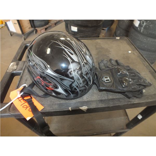 Motorcycle Helmet w/ Ridding Gloves