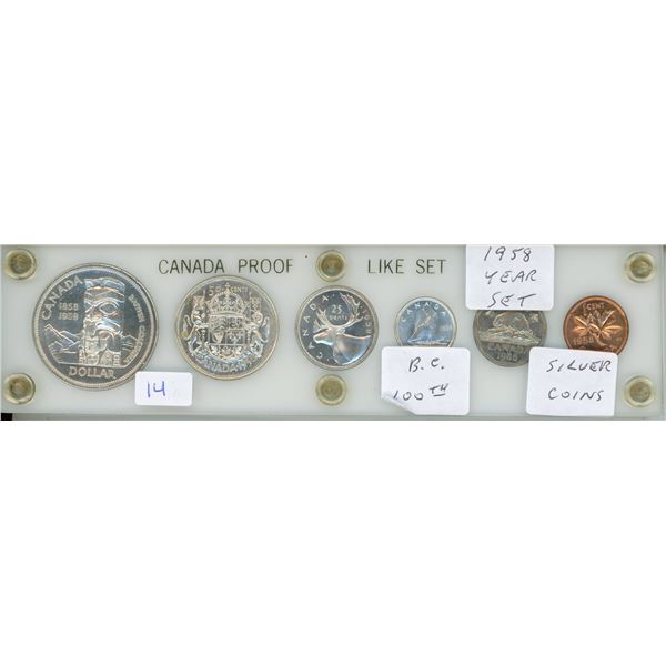 1958 canada silver B.c centennial proof like set