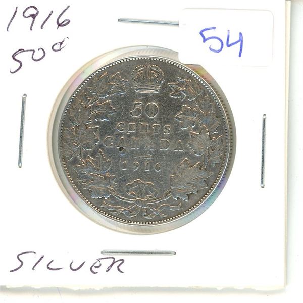 1916 canadian silver half dollar