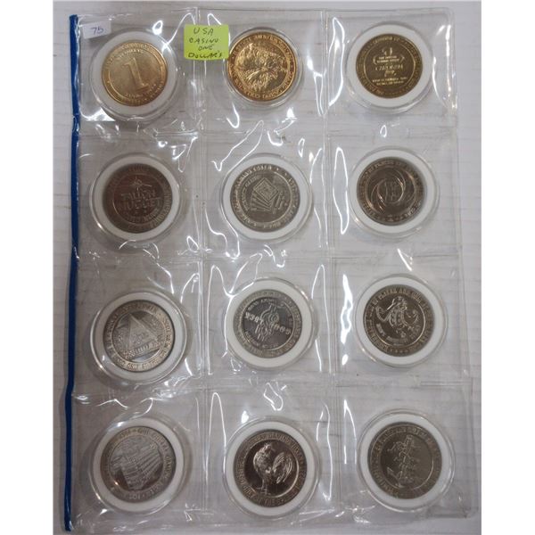 12 differnet U.S.A. Casino trade dollar