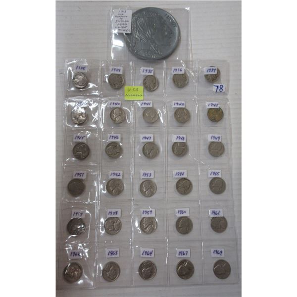 Lot of U.S.A nickels w/ large buffalo/ indian head nickel