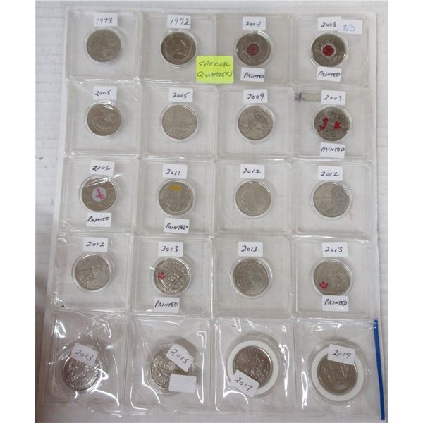 20 canadian special quarters-various years