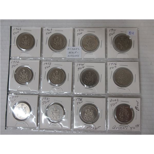 12 nickel canadian half- dollars