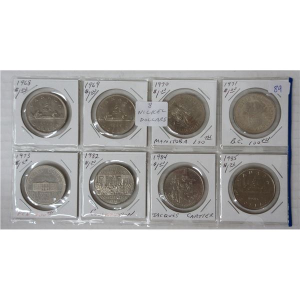 8 canadian nickel dollars- various years
