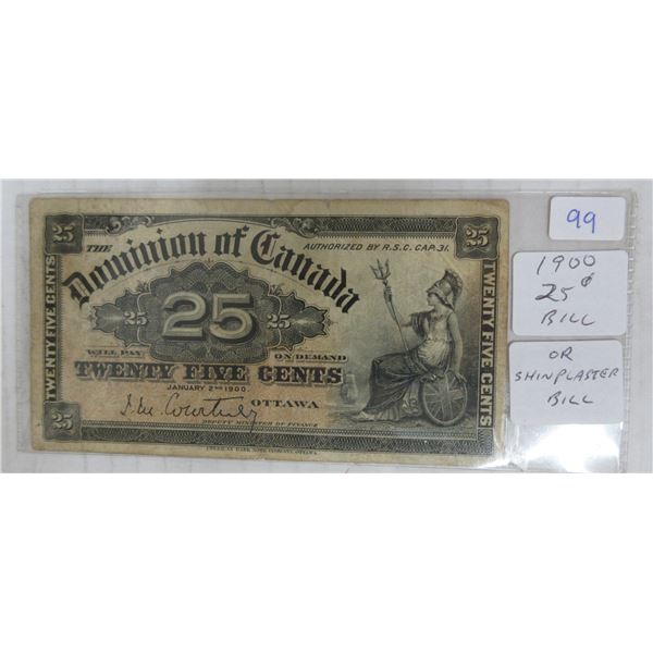 1900 dominion of canada shinplaster , courtney