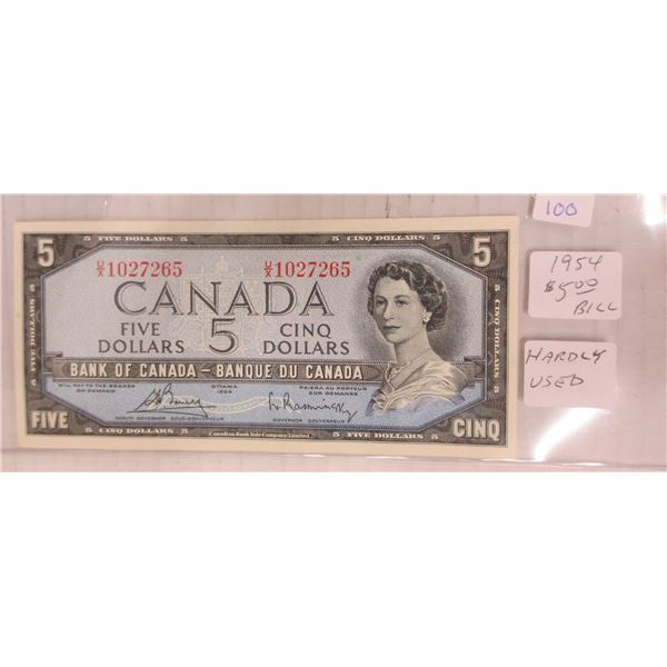 1954 canadian 5 dollar bill bouey/ rasminsky 1027265