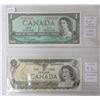 Image 1 : 1954 and 1973 canadian 1 dollar bill