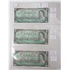 Image 1 : 3x1967 canadian 1 dollar bill-2 w/ consecutive serial numbers