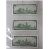 Image 2 : 3x1967 canadian 1 dollar bill-2 w/ consecutive serial numbers