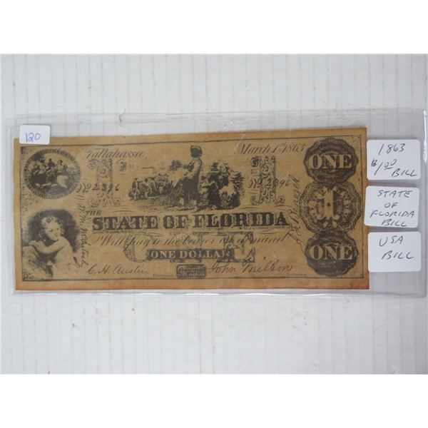 1863 USA state of florida bill