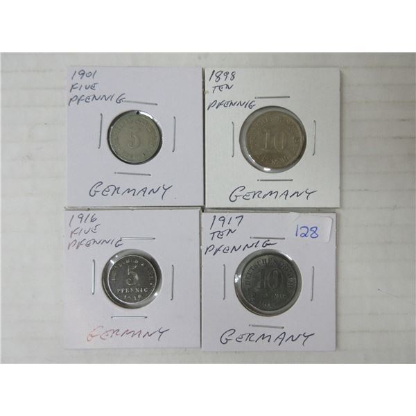 4 german coins- 1898, 1917, 1916 and 1901