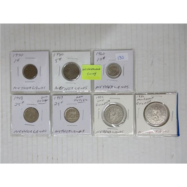 7 different netherland coins- various coins