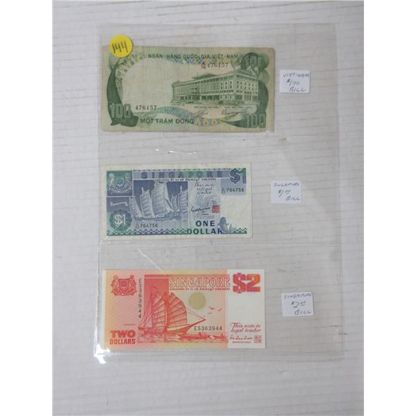 1 vietnam and 2 singapore bills