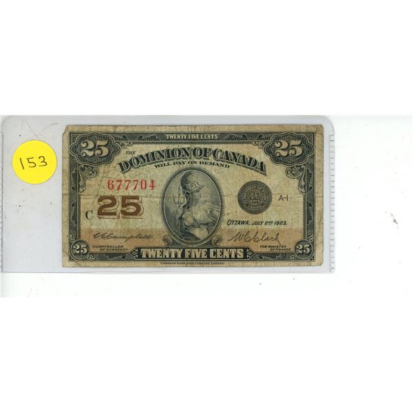 1923 Domination of Canada Shinplaster.