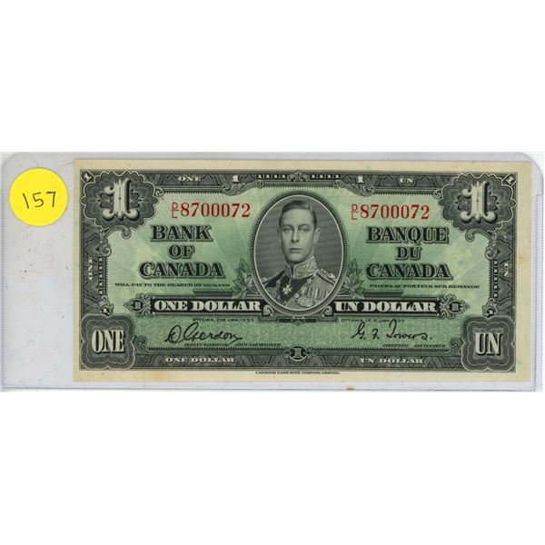 1937 Bank of Canada One Dollar.