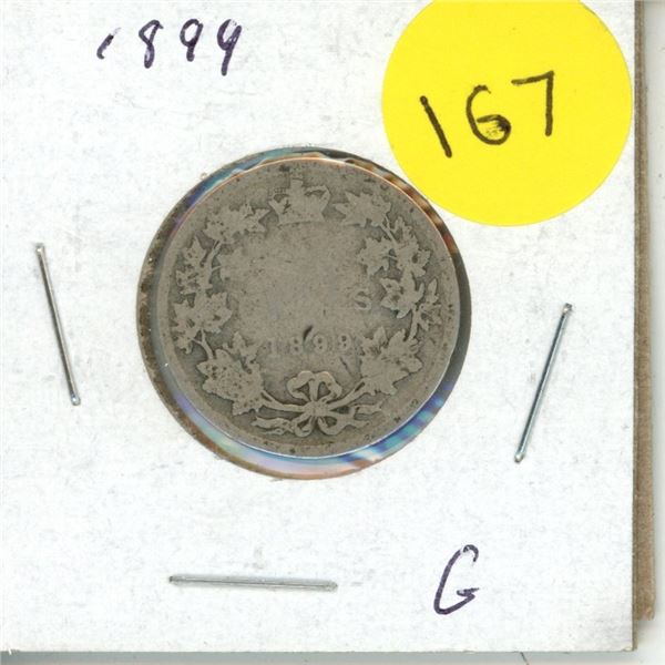 1899 Canadian 25 Cents Coin.