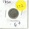 Image 1 : 1880 Canadian Silver 10 Cents Coin.