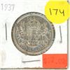 Image 1 : 1937 Canadian Silver 50 Cents Coin.