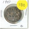 Image 1 : 1947 Canadian Silver 50 Cents Coin.