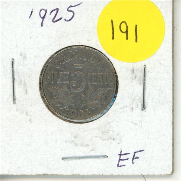 1925 Canadian 5 Cents.
