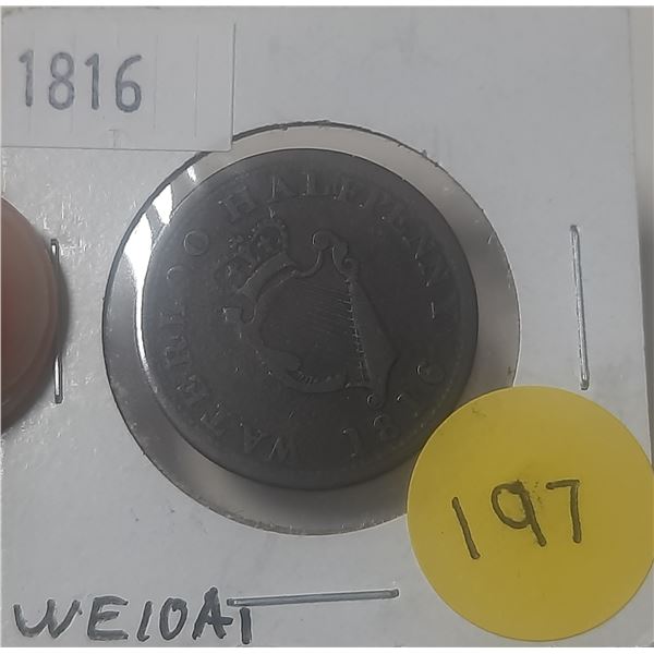 1816 Waterloo Half Penny - The Illustrious Wellington.