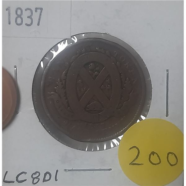 1837 Half Penny Bank Token.