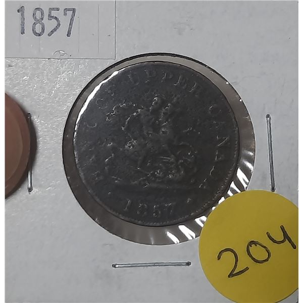 1857 Bank of Upper Canada Half Penny Bank Token.