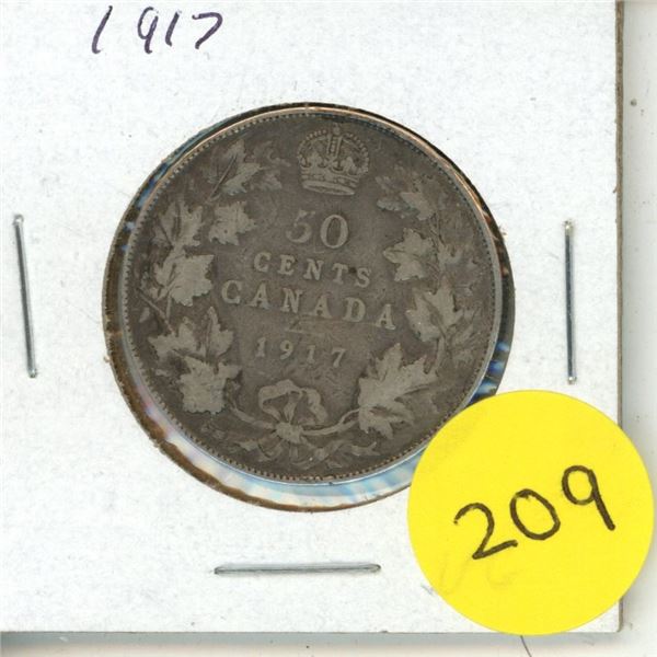 1917 Canadian Silver 50 Cents.